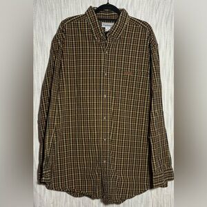 Carhartt Men's Brown Plaid Button-Down Shirt